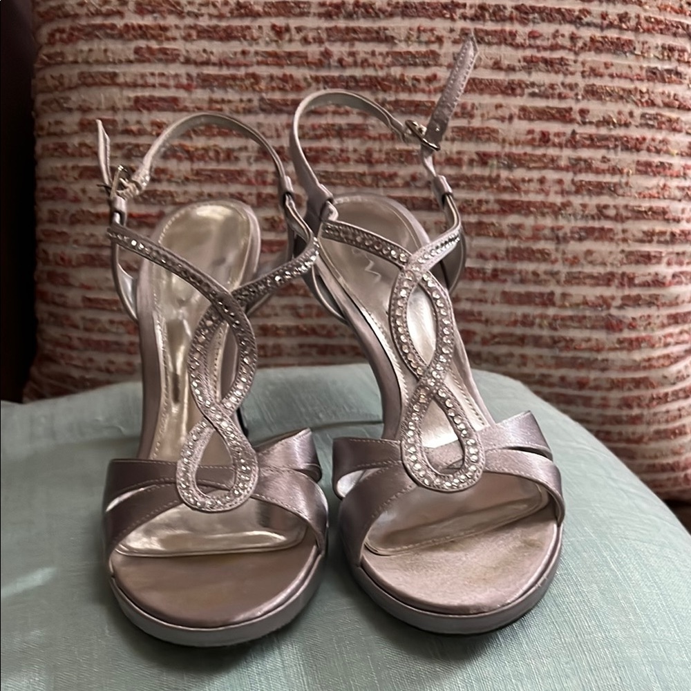 Glamorous Silver Strappy Heels with Ankle Strap